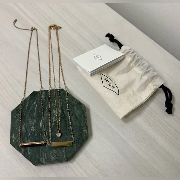 Fossil Gold Tone Necklaces - Two with One Dust Bag - Picture 1 of 6